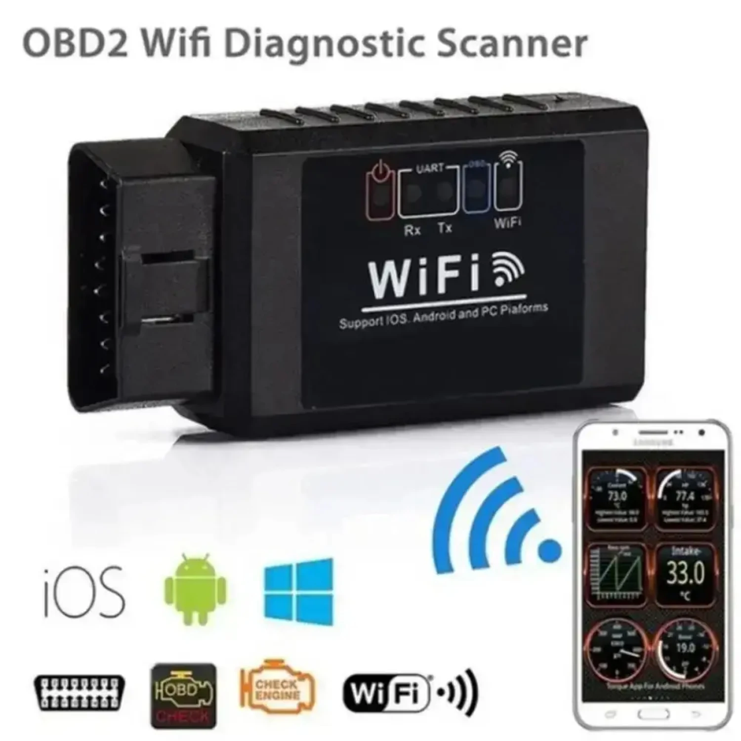 

Must-Have Wireless OBDII OBD 2 ELM 327 V1.5 WI-FI Code Reader and Diagnostic Tool for IOS/Android - Accurate and Advanced Perfor