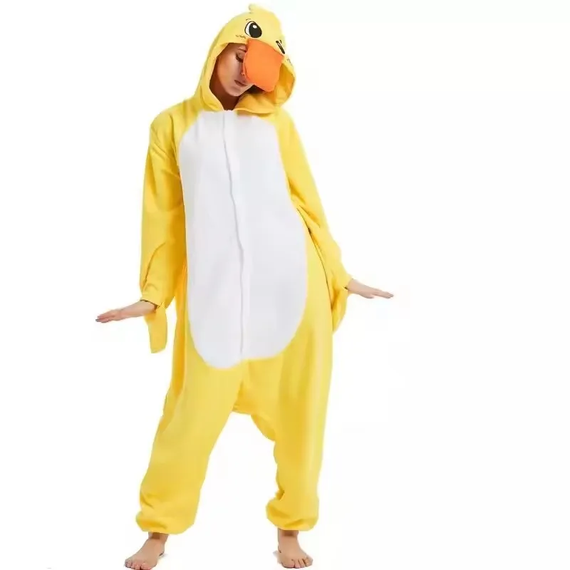 الأصفر بطة نيسيي الحيوان Kigurumi يونيكورن منامة هالوين الكبار الكرتون بيجامة تأثيري حفلة النساء الرجال Homewear النعال XXL