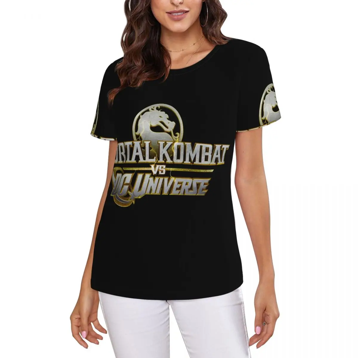 Mortal Kombat Logo T-Shirt Women Short Sleeve T Shirts O-Neck Streetwear Cotton Summer Tees Streetwear