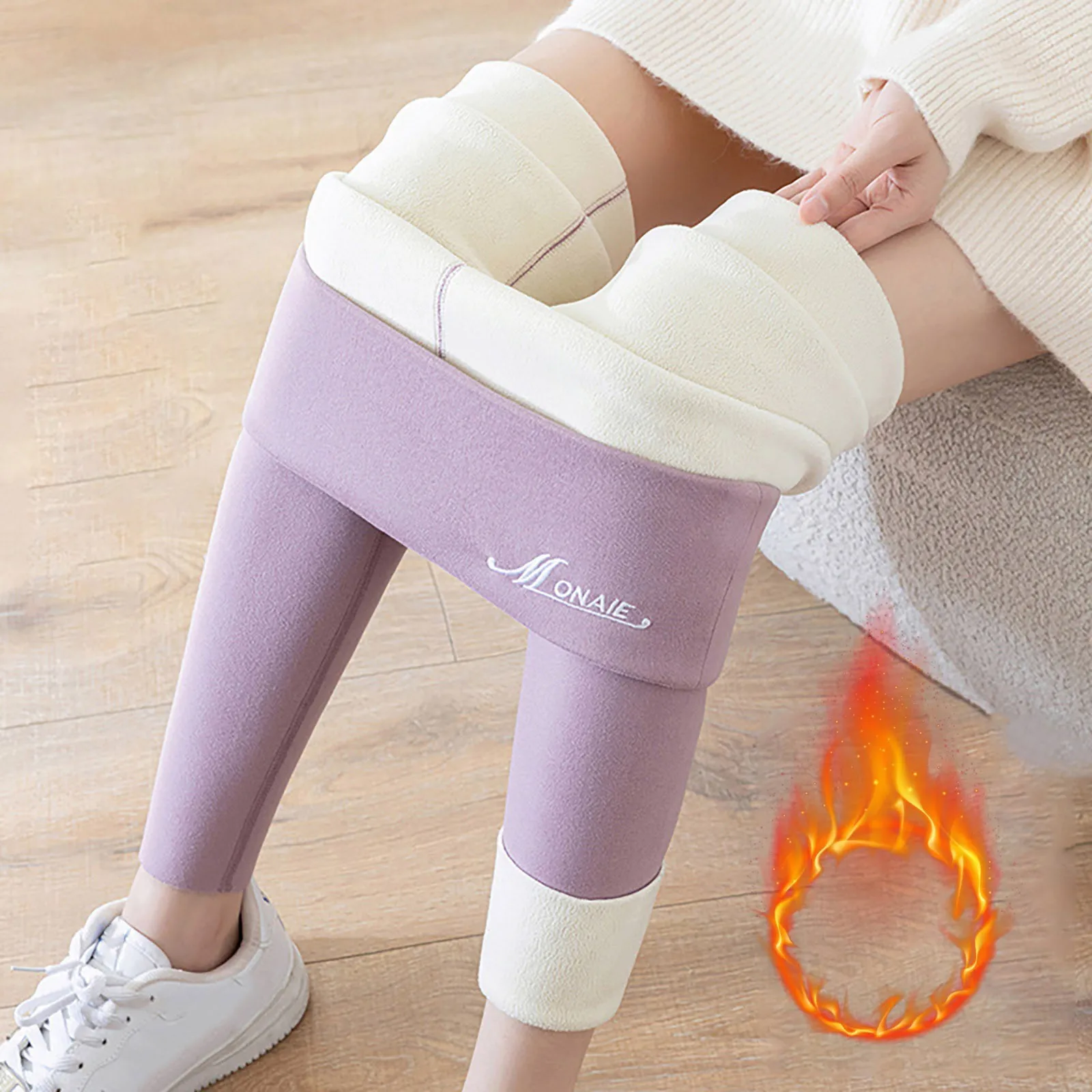 ผู้หญิงLeggingsอบอุ่นฤดูหนาวLamb CashmereกางเกงขายาวเอวสูงButt Lift Slimหนากํามะหยี่แฟชั่นTights Plush Upกางเกง