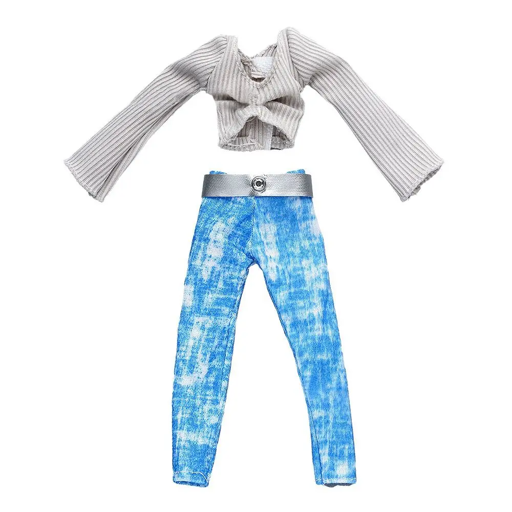 1 Set 1/6 Doll Casual Wear Clothes T-shirt Jeans Pants Handmade Girl Doll Wearing Skirt Set For 30cm Doll Clothes Accessories