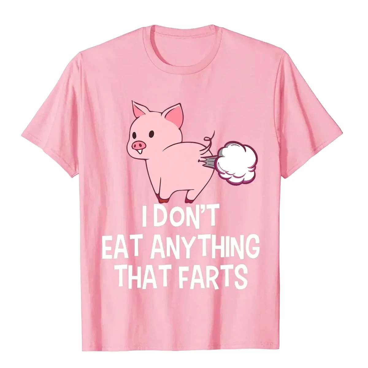 เสื้อยืดวีแกน ฉันไม่กินอะไรที่ทำให้ต้องตอดเสียง ตลก พรีเมียม สำหรับผู้หญิง ลายการ์ตูนหมูตอดเสียง  เสื้อยืดฤดูร้อน ตลก