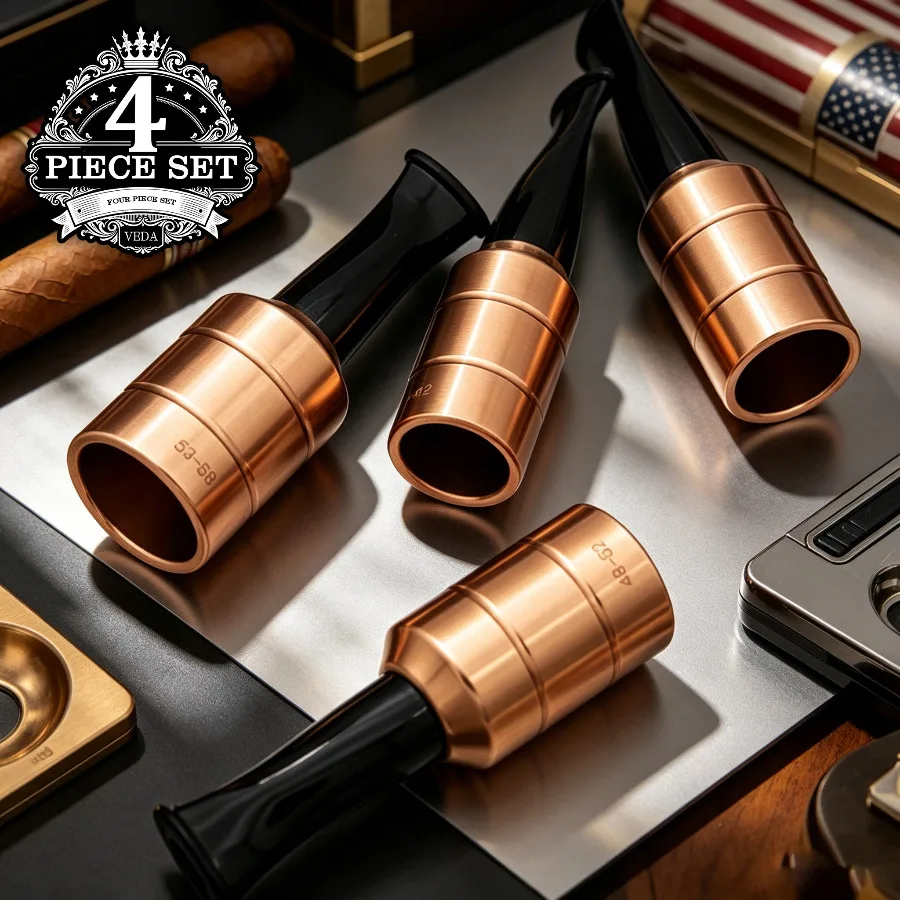 

4-Piece Cigar Mouthpiece Set, Stylish & Durable Cigar Accessories, Fits Cigars with 36-58 Ring Gauge, Fashionable Holiday Gift