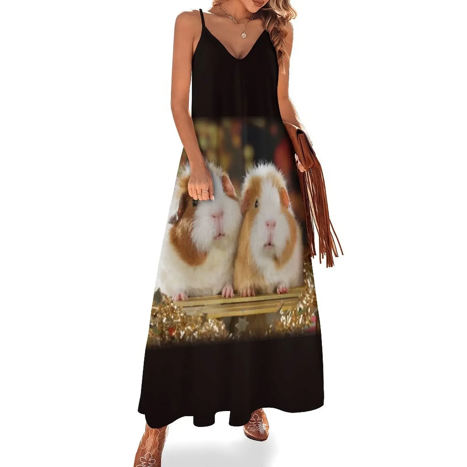 

Two guinea pigs wish Merry Christmas Sleeveless Dress women's summer jumpsuit Women's summer skirt dress korean style Dress