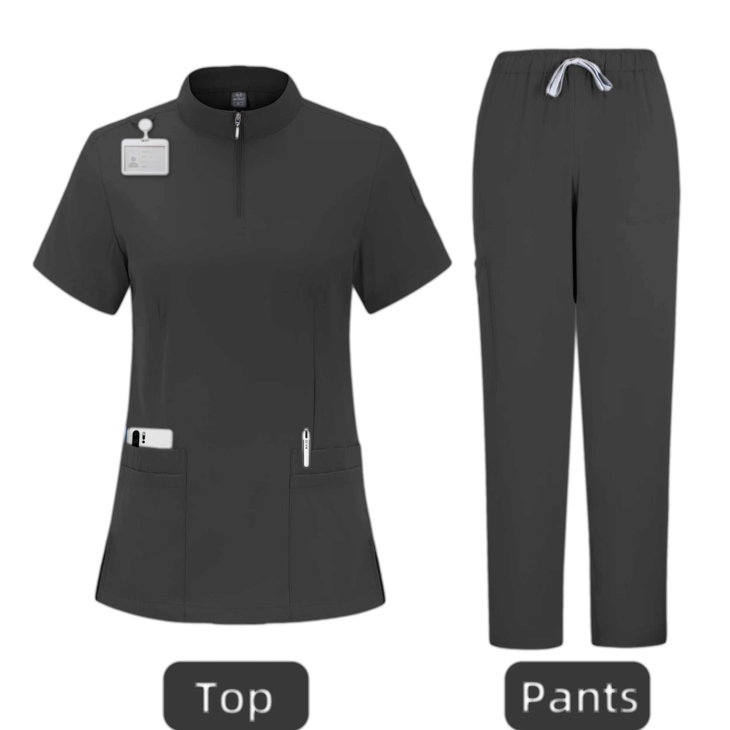 Unisex uniformes médicos para mulheres, v-neck enfermeira e médico Workwear conjunto, manga curta, cirurgia odontológica, uniforme de trabalho hospitalar