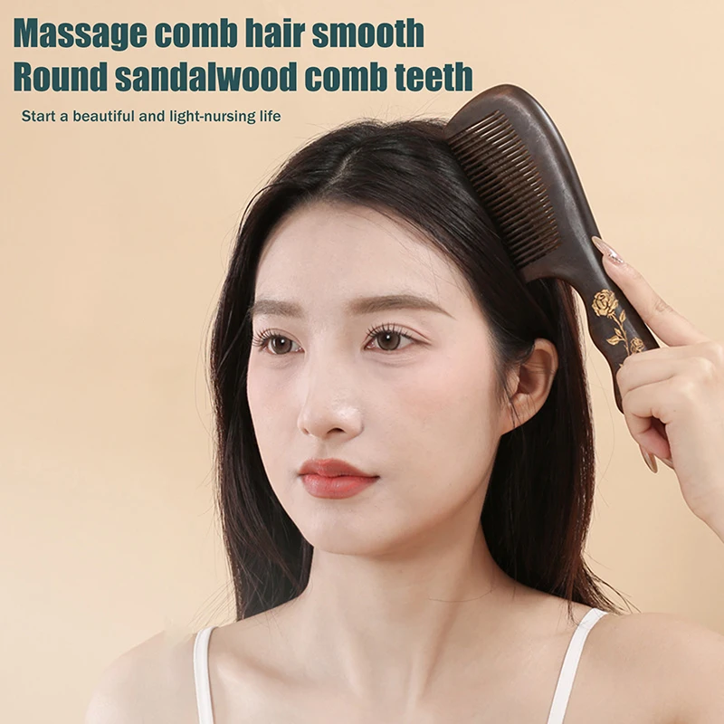 

Расческа из сандалового дерева персикового дерева, электростатическая деревянная расческа, массажная расческа для вьющихся и прямых волос, антистатический парикмахерский инструмент