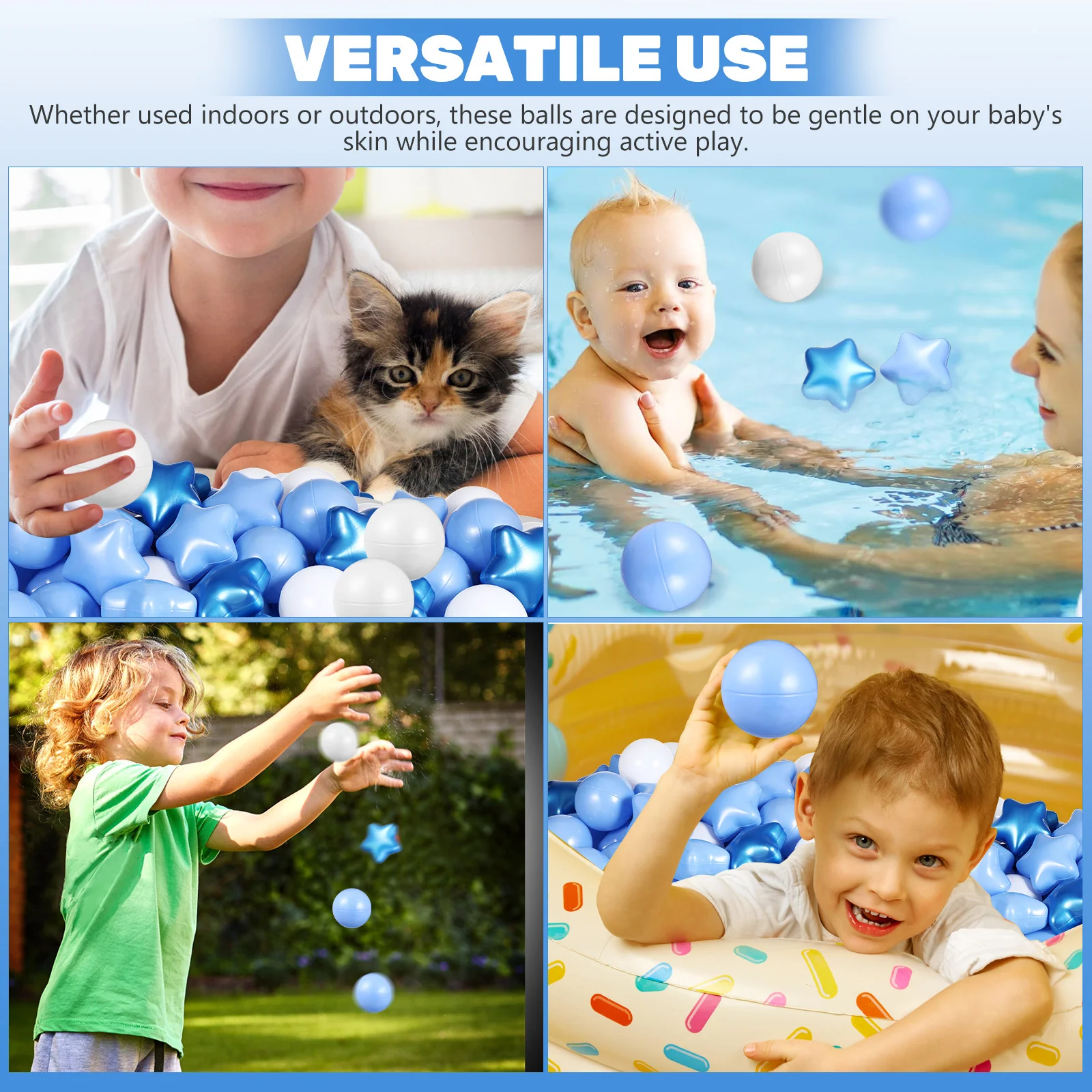 100개입 오션 컬러 볼 풀 볼 플라스틱 놀이 공 유아 감각 운동 능력 발달 가볍고 안전한 제품