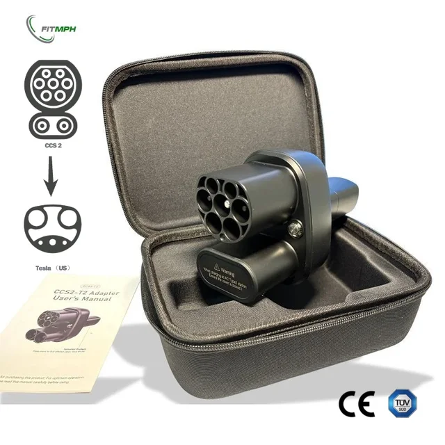 Adapter FITMPH CCS2+Type 2 do NACS Tesla, adapter DC&AC 2-w-1, 250kW dla Modelu 3/X/Y/S, do szybkiego ładowania Tesla w USA z użyciem w Europie.