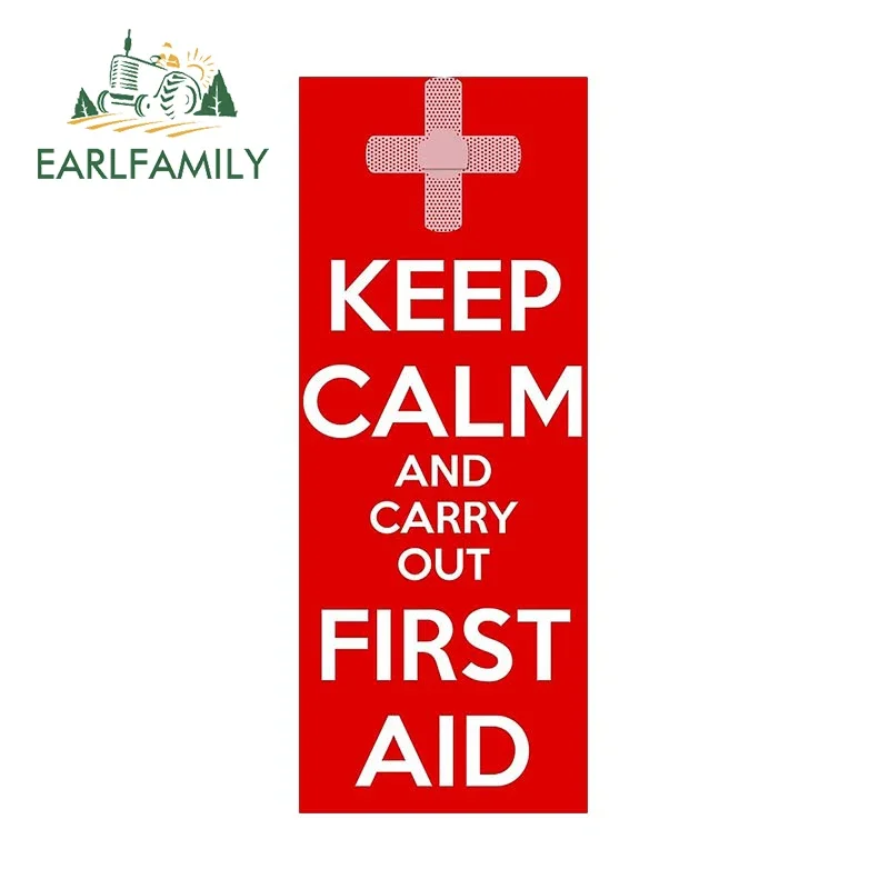 EARLFAMILY 13cm X 5.1cm First Aid Interesting Car Stickers Rearview Mirror Scratch Resistant Decal Graphics JDM Car Accessories
