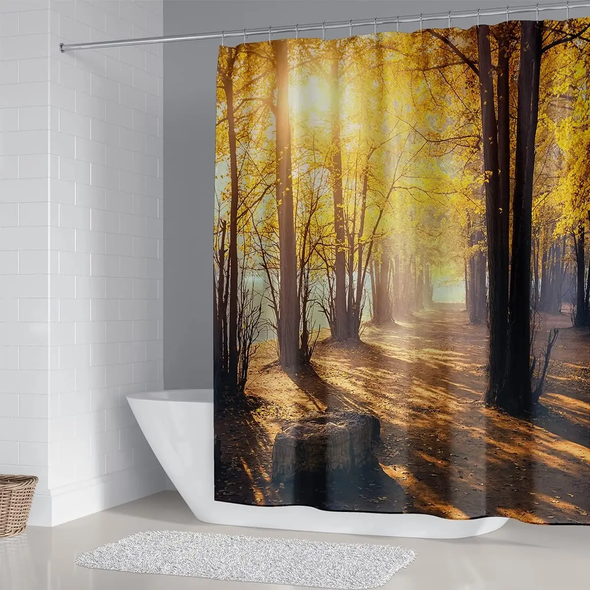 Nature Forest Shower Curtain Set Waterproof Tropical Bathroom Decoration Curtain Mat Polyester Home Decor
