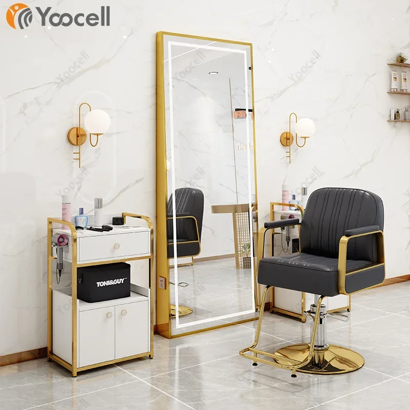 Yoocell mobile portable beauty saloon trolley gold hairdressing purple salon trolley with wheels for hair cutting shop