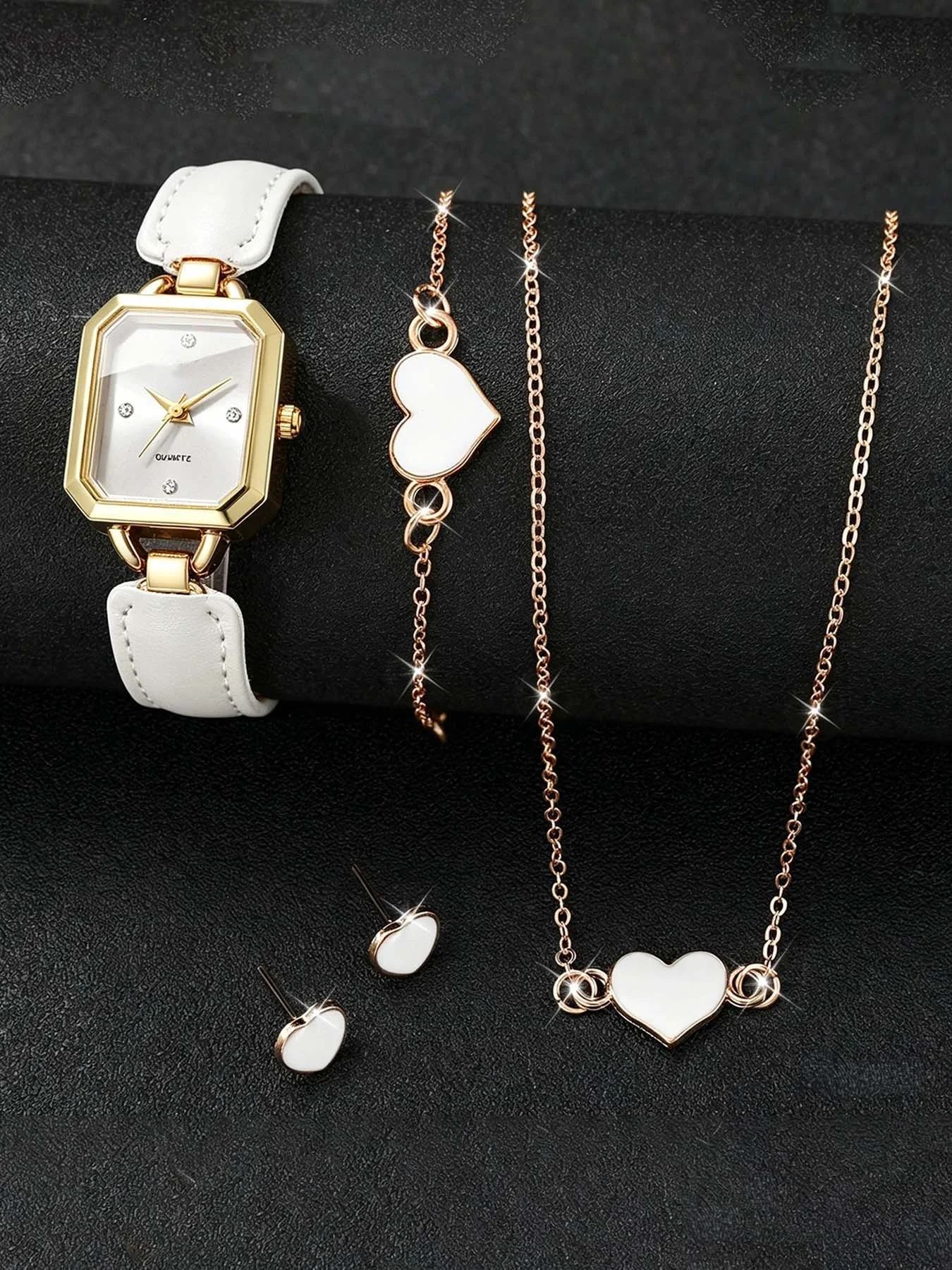 5-piece set of Mirad watches for women with a niche high-end feel, square bracelet style spliced quartz watch set