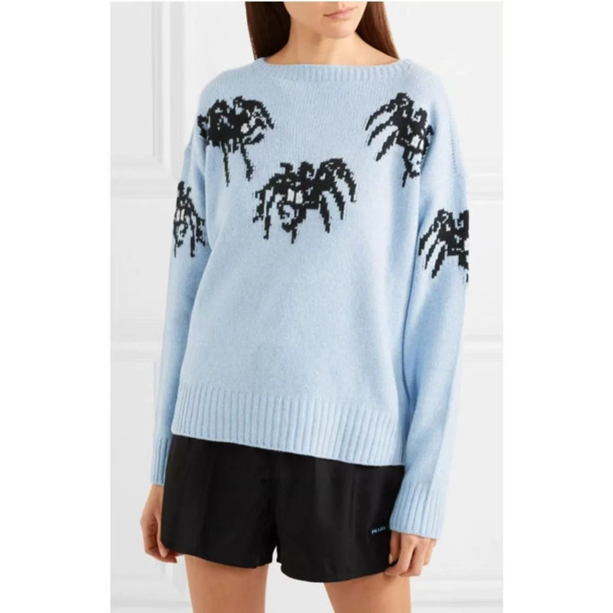 

Европейский свободный вязаный свитер из 30% шерсти и 70% хлопка, повседневный, с вышивкой, женский, модный, люксовая линия