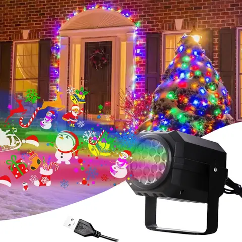 Christmas Halloween Projector Lights Outdoor 16 Pattern Slide LED Laser Projector Light Indoor Holiday Party Wall Decoration
