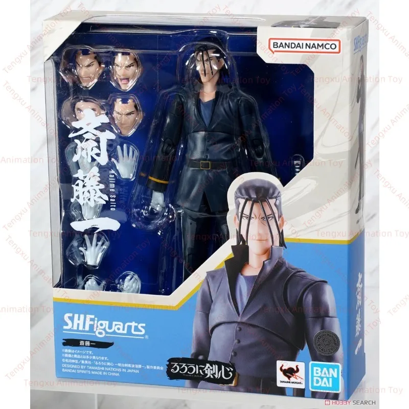 Original Bandai SHF Rurouni Kenshin Saito Ichi Meiji Swordsman Romance Action Figure Toy Collection Gift