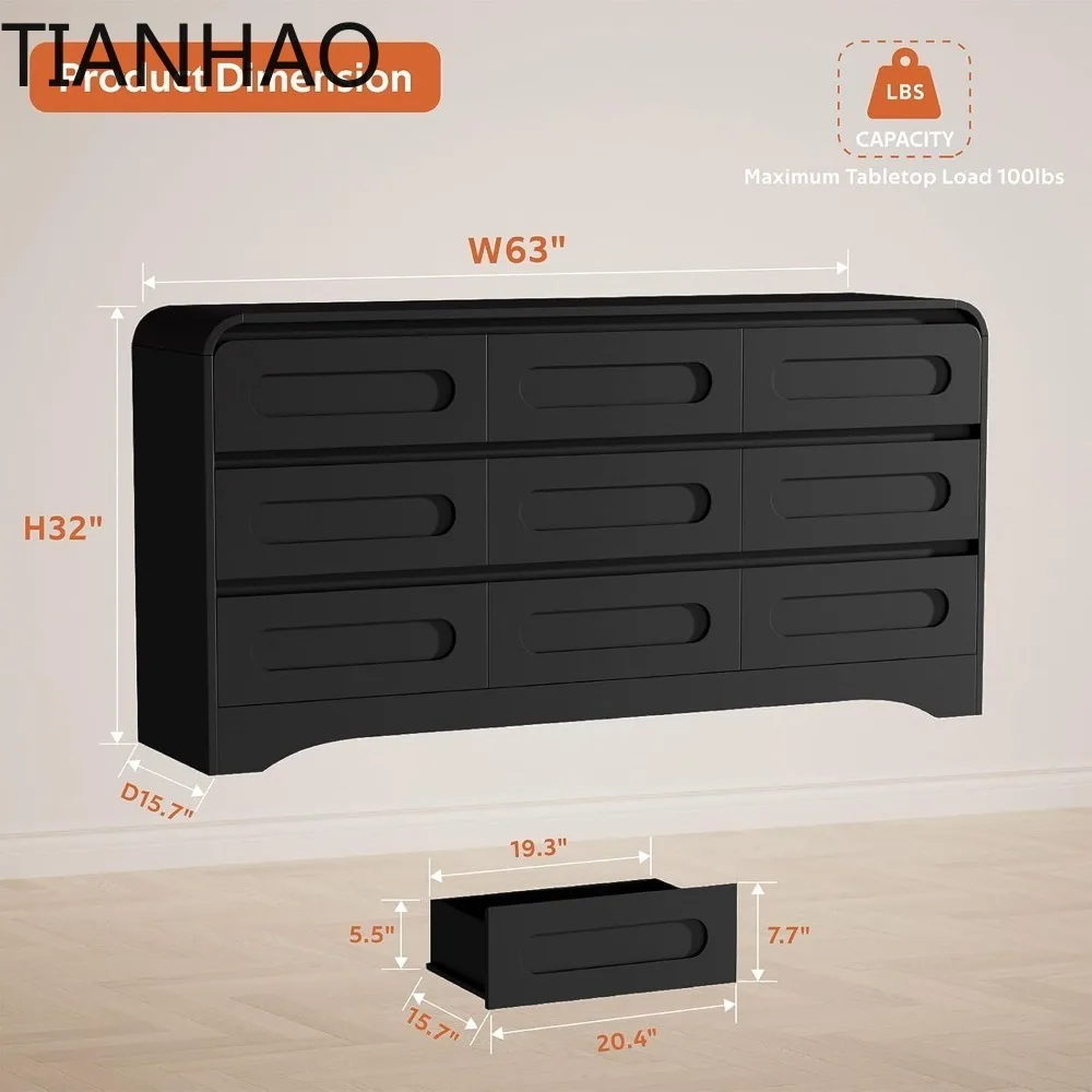 Dresser for Bedroom with 9 Drawers, 63