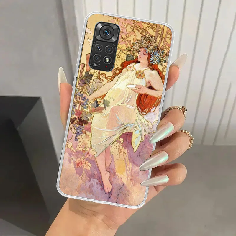 Alfons Mucha Primavera Phone Case for Xiaomi Redmi Note 14 13 12S 12 11S 11 Pro Plus 11T 11E 10S 9 9S Soft Funda Print Shell Not