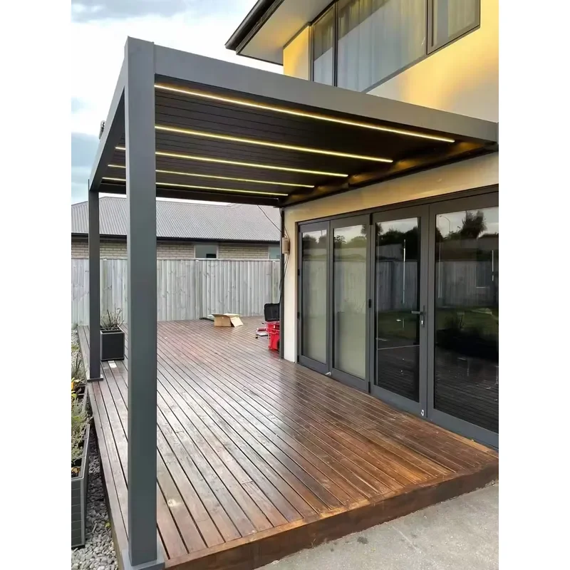 Waterproof Windproof Outdoor Smart Outdoor Gazebo European Style Courtyard Outdoor Motorized Aluminium Pergola