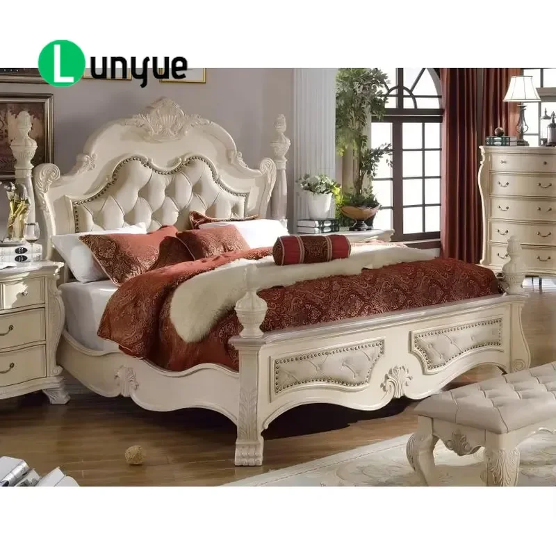 Transitional Bedroom Furniture Set Bone White Queen Size Bed Frame Nightstand Dresser Chest of Drawers Modern Home Decor