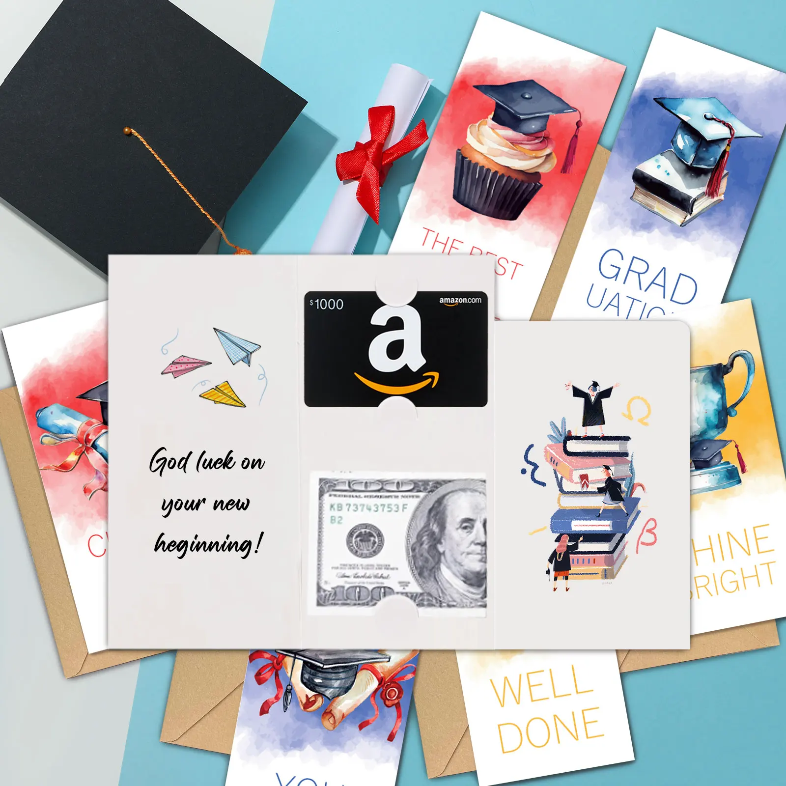 Graduation Cards 24PCS, Graduation Card Money Holder 2024, Graduation Gift Cards with Envelopes, College Congratulations Graduat