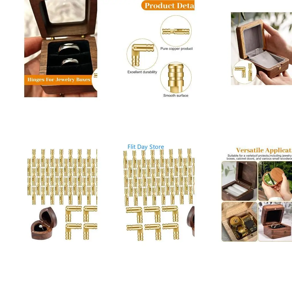 F92C 50 Pieces Metal Cask Hinges with Compact Size 4x20mm Multiple Purpose Use Smooth Hinges for Jewelry Boxes Projects