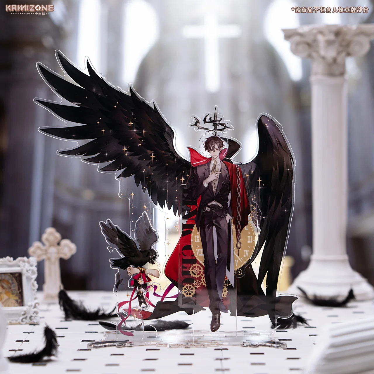 Angel Wings Series Scene Backdrop Standee, Acrylic Gothic Dark Display Frame for Oshtu Anime Merch Shooting Layout Decor Prop