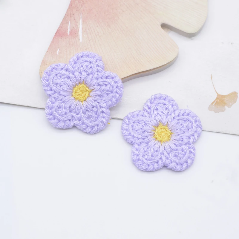 20Pcs 25mm Wool Flower Applique for DIY Clothes Hat Shoes Crafts Sewing Supplies Patches Headwear Hair Clips Decor Accessories