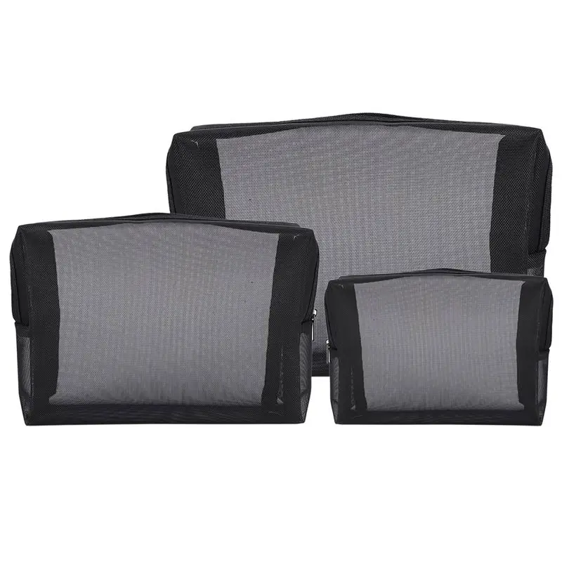 

Черная сетчатая косметичка TEXU, прозрачная сумка на молнии, дорожные сумки-органайзеры для косметики и туалетных принадлежностей, набор из 18 штук (размеры S, M, L)