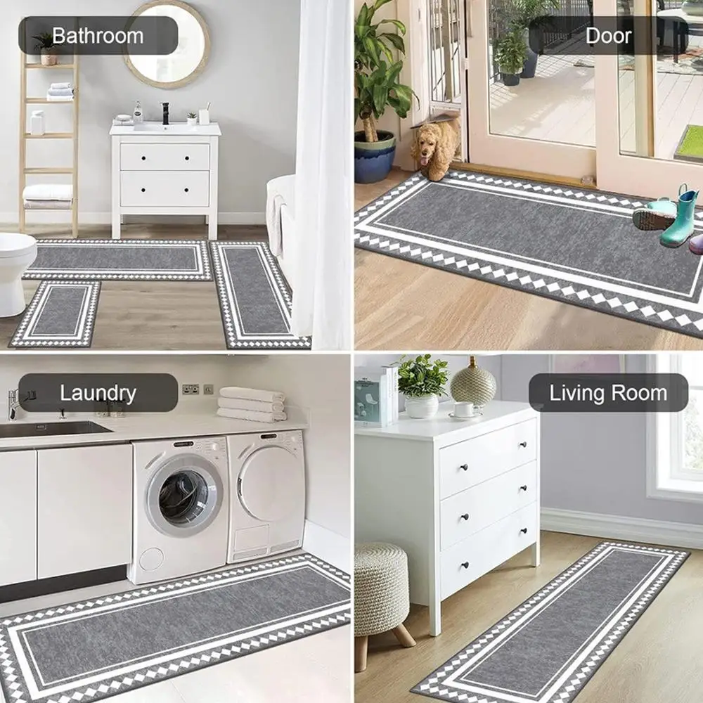 

3Pcs/Set Oil Absorbing Kitchen Floor Mat Long Strips Of Dirt-resistant Carpets Entrance Door Pad Anti-slip Mat Home Decor