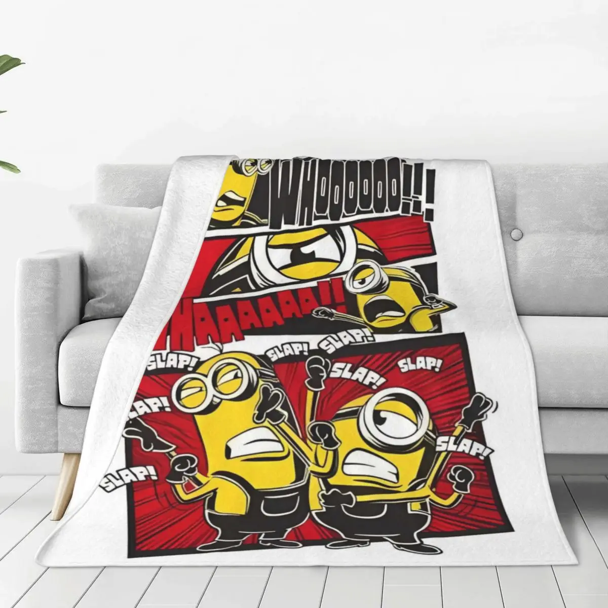 Cute Minions Cartoon Blanket Yellow Big Eyes Super Soft Plush Throw Blanket For Bedroom Picnic Flannel Bedspread Bed Cover