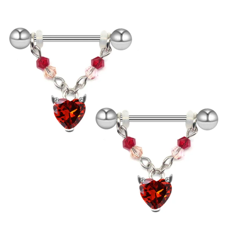 2Pcs New Zircon Heart Nipple Rings Cover Piercing Body Jewelry Spider Nipple Bar Ring Barbell Nipple Pircing Sexy Women