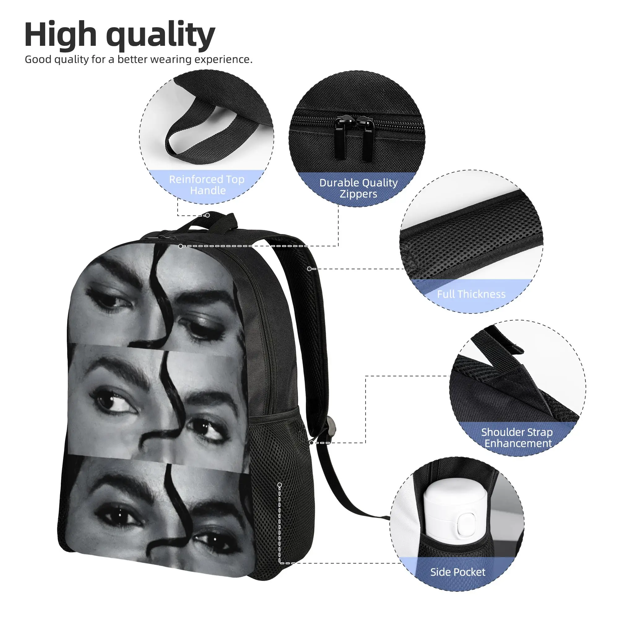 Michaels Jacksons Singer Pop Casual Backpack Sports Student Business  Daypack for Men Women College Canvas Bags