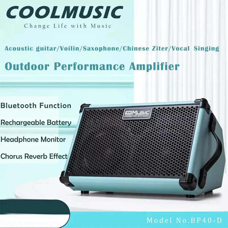 Coolmusic BP40D Guitar Amplifier Speaker Rechargeable Bluetooth With Effects Outdoor Ukulele Keyboard Piano Sax Practice AMP