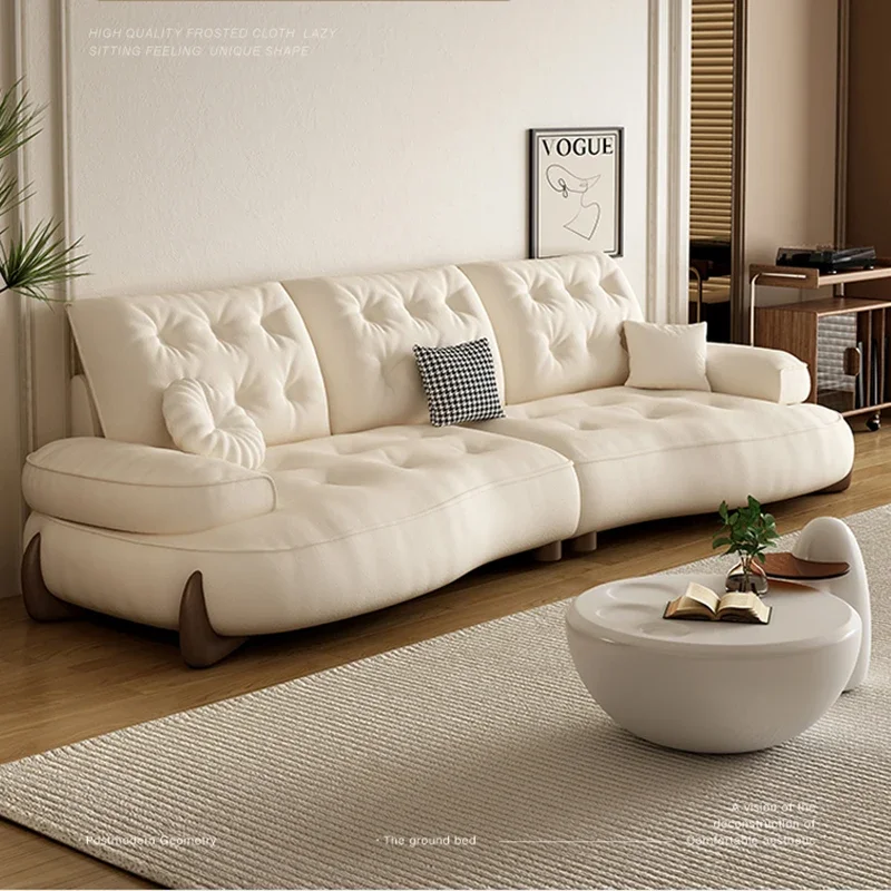 Leather Relax Soft Sofa Sectional Luxury Curved Italiano Modern Puffs Sofa Floor Luxury European Salon Meuble Bedroom Furniture