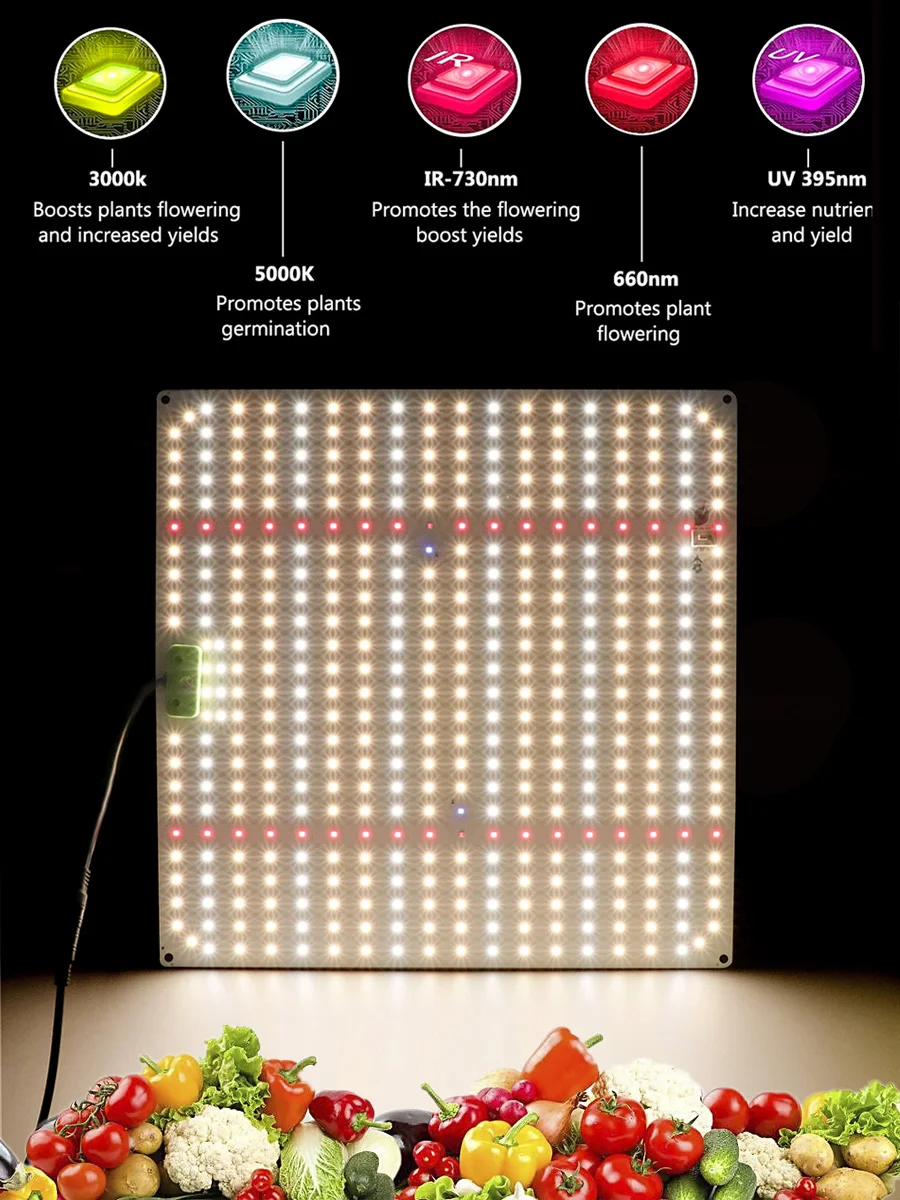 水耕栽培ライト,フルスペクトルLED植物栽培ライト,1000W,lm282b,屋内植物,温室,種子用