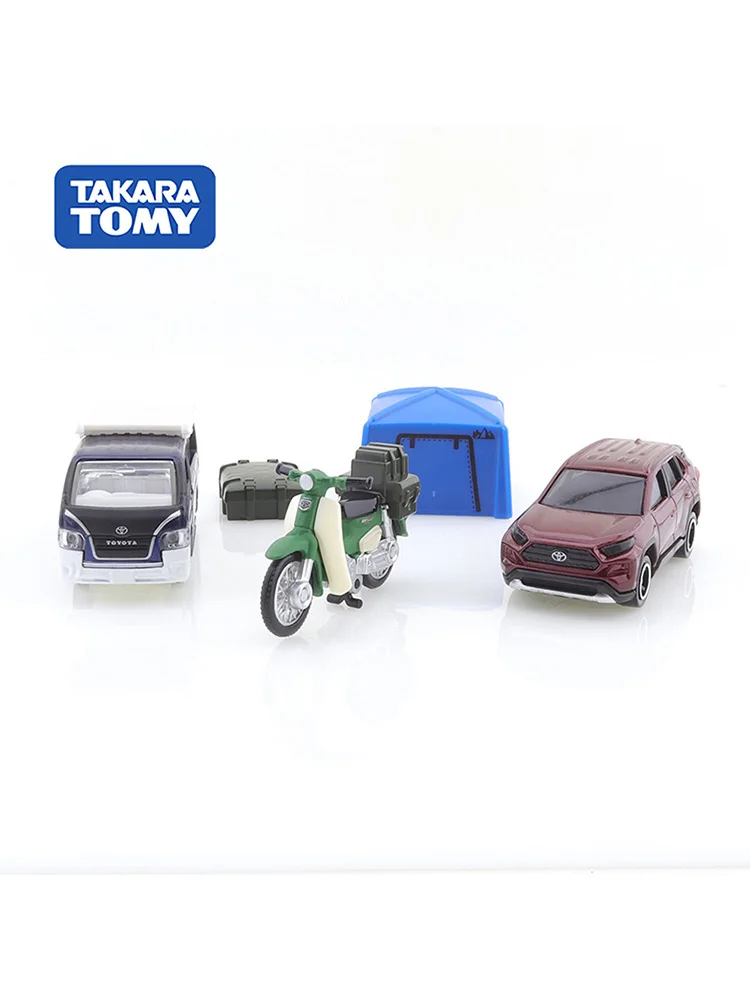 TAKARA TOMY-Ensemble de camping de véhicules Toyota Sea, 3 modèles en alliage, pièces de collection, cadeaux pour enfants de 2 à 4 ans