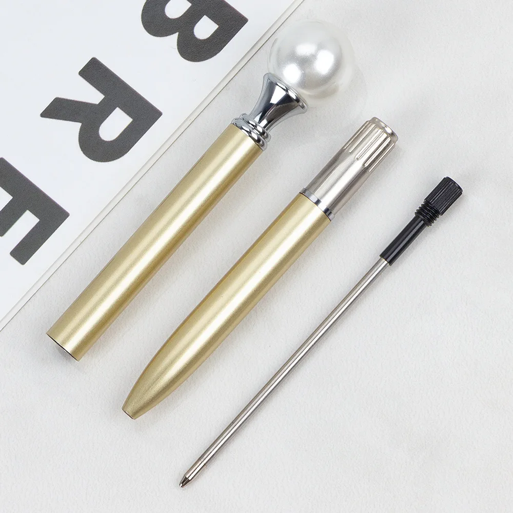 100Pcs Rotate Pearl Pens Metal Ballpoint Pen Business Gift Pens