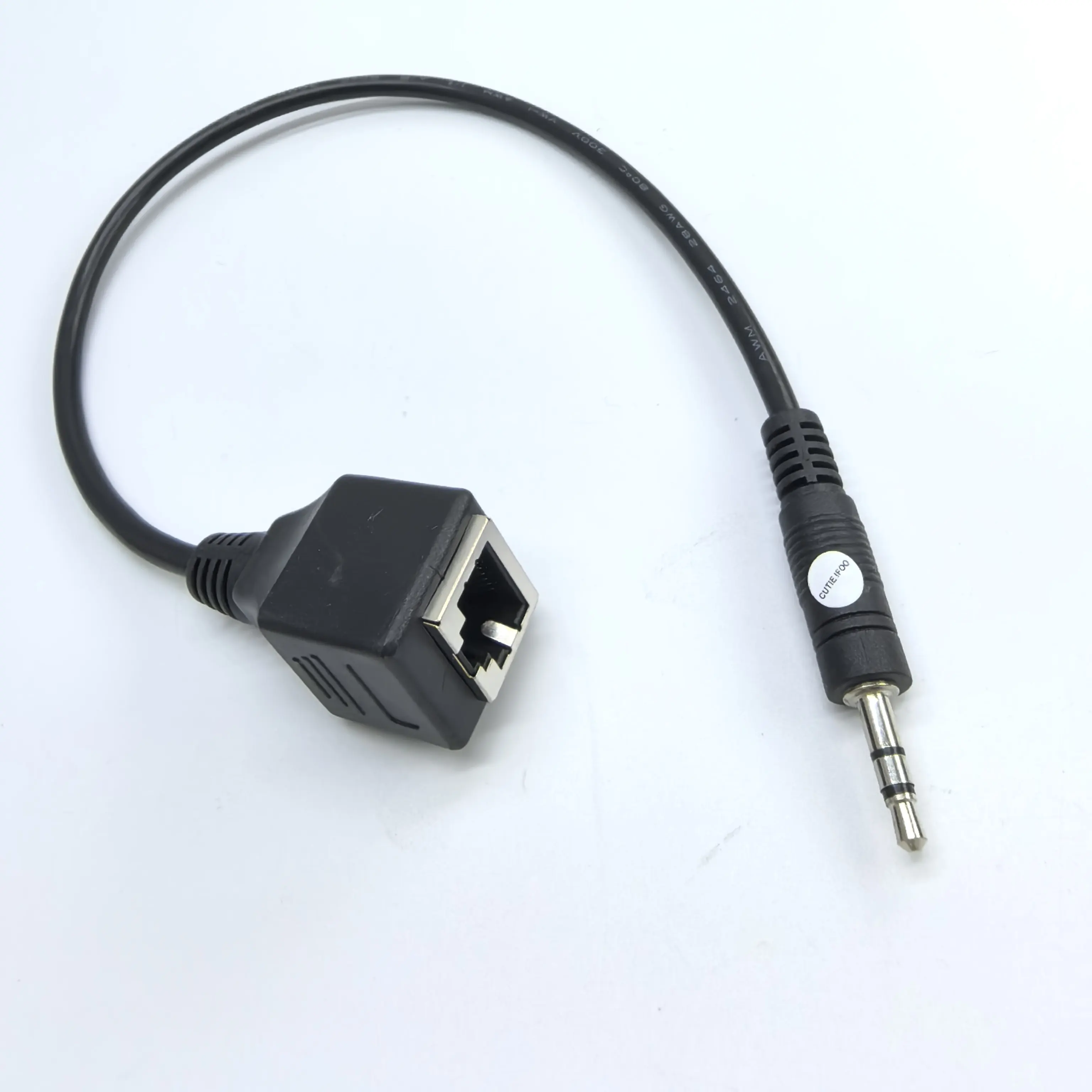 

3.5mm Aux Male to RJ-45 RJ45 Female Adapter LAN Ethernet Network Audio Extension Cable Cord 30cm