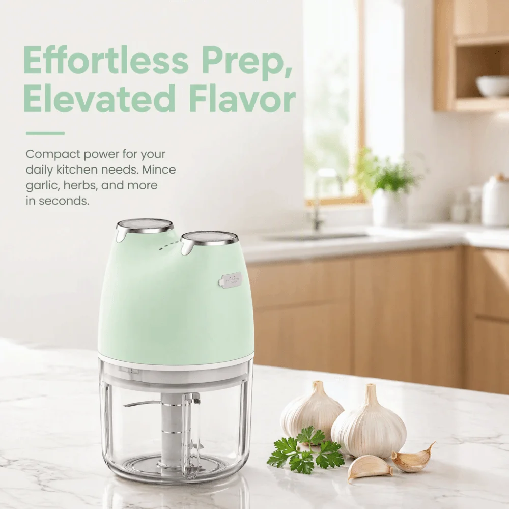 USB Rechargeable Garlic Chopper Cordless Wireless Electric Garlic Mincer Multi-Function 300ml Capacity Food Processor view 3