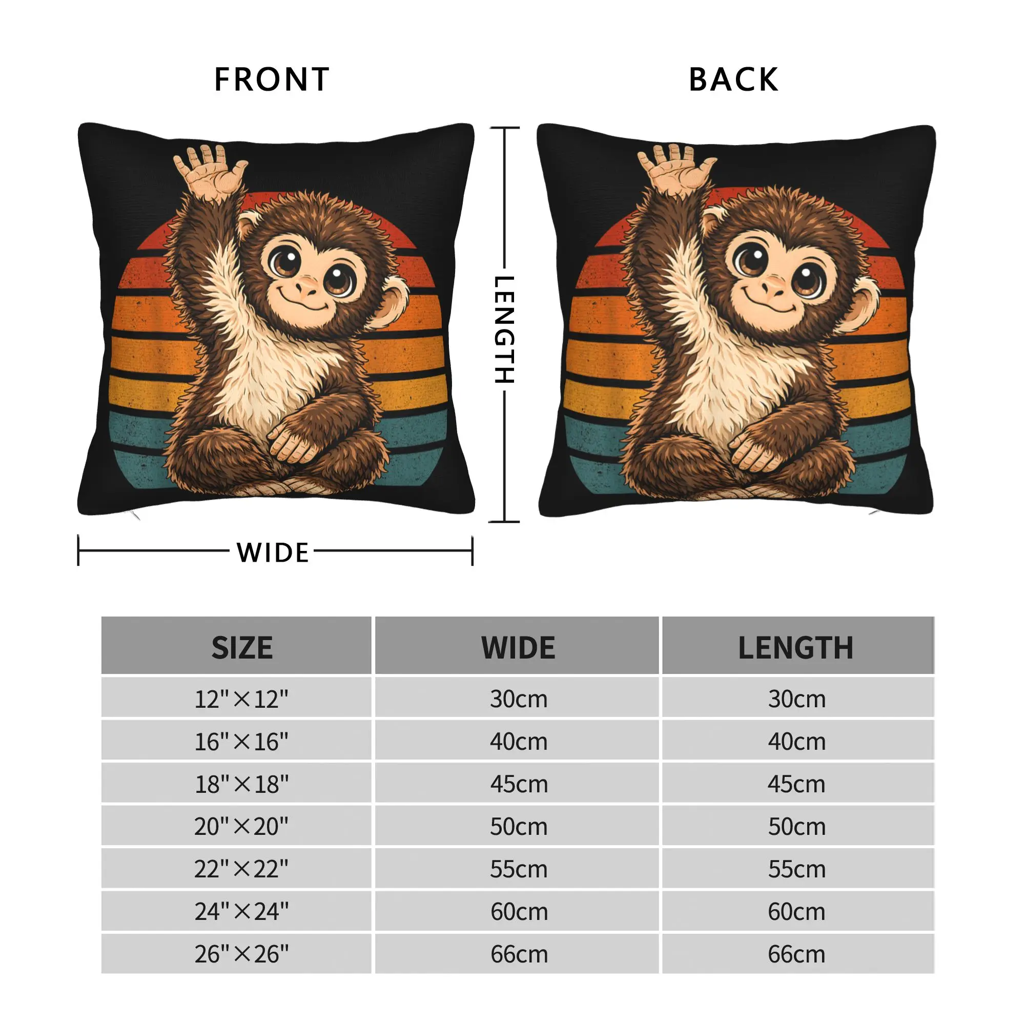 Monkey Punch Baby Cute Little Monkey Raise His Hand Pillow Case  Kawaii Pillow Cover Comfy Pillowcases For Living Room Chair