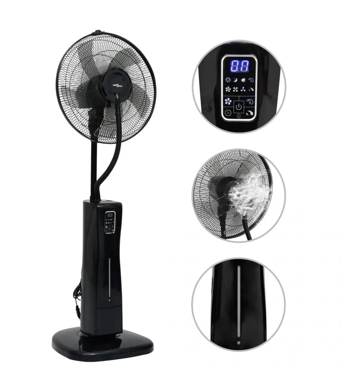 Standing and desktop fans black remote control foot fogger