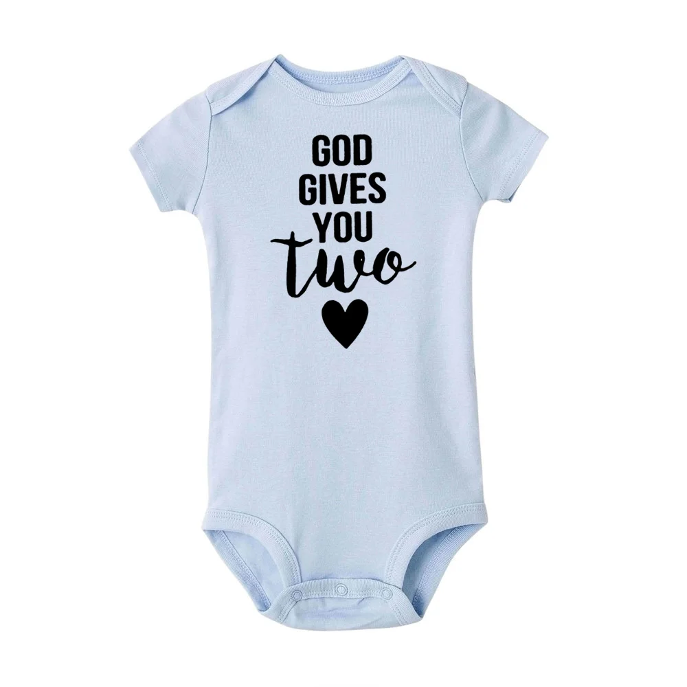 Twins Newborn Baby Bodysuit Summer Infant Baby Born Short Sleeve Clothes Boys Girls Jumpsuit Pregnancy Announcement Twins Gifts