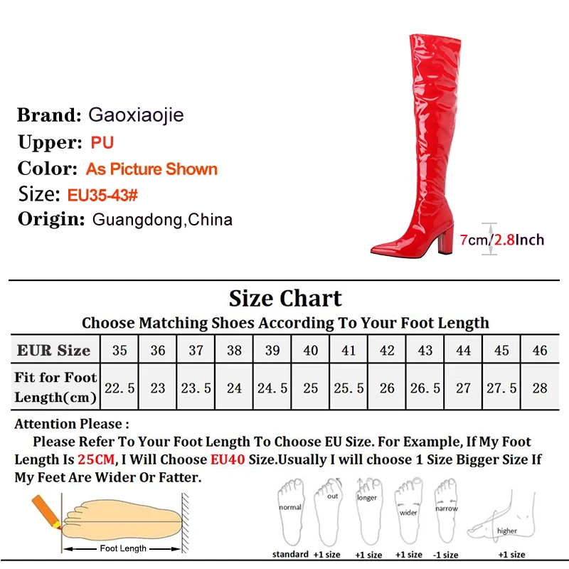 Women Long Boots White Size 43 Block Heels Shoes Lady 2024 Spring Autumn Over-the-Knee Leather Boots 7CM Pointed Toe Botas Mujer