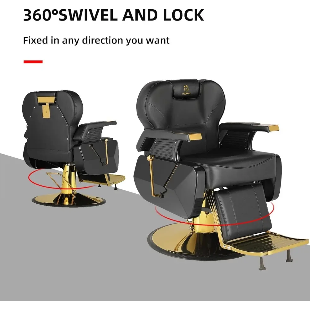 Barber Chairs Hydraulic 360° Swivel Gold PVC Leather Barber, 440lbs Weight Capacity salon stool salon furniture barbershop chair