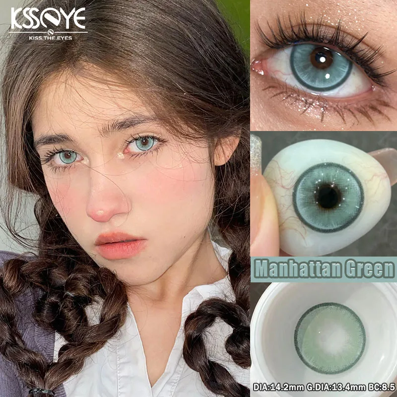 KSSEYE 1pair Fashion Colored Contact Lenses for Eyes Green Lenses Natural Yearly Cosmetic Eyes Beauty Lens Gray Pupils Blue Lens