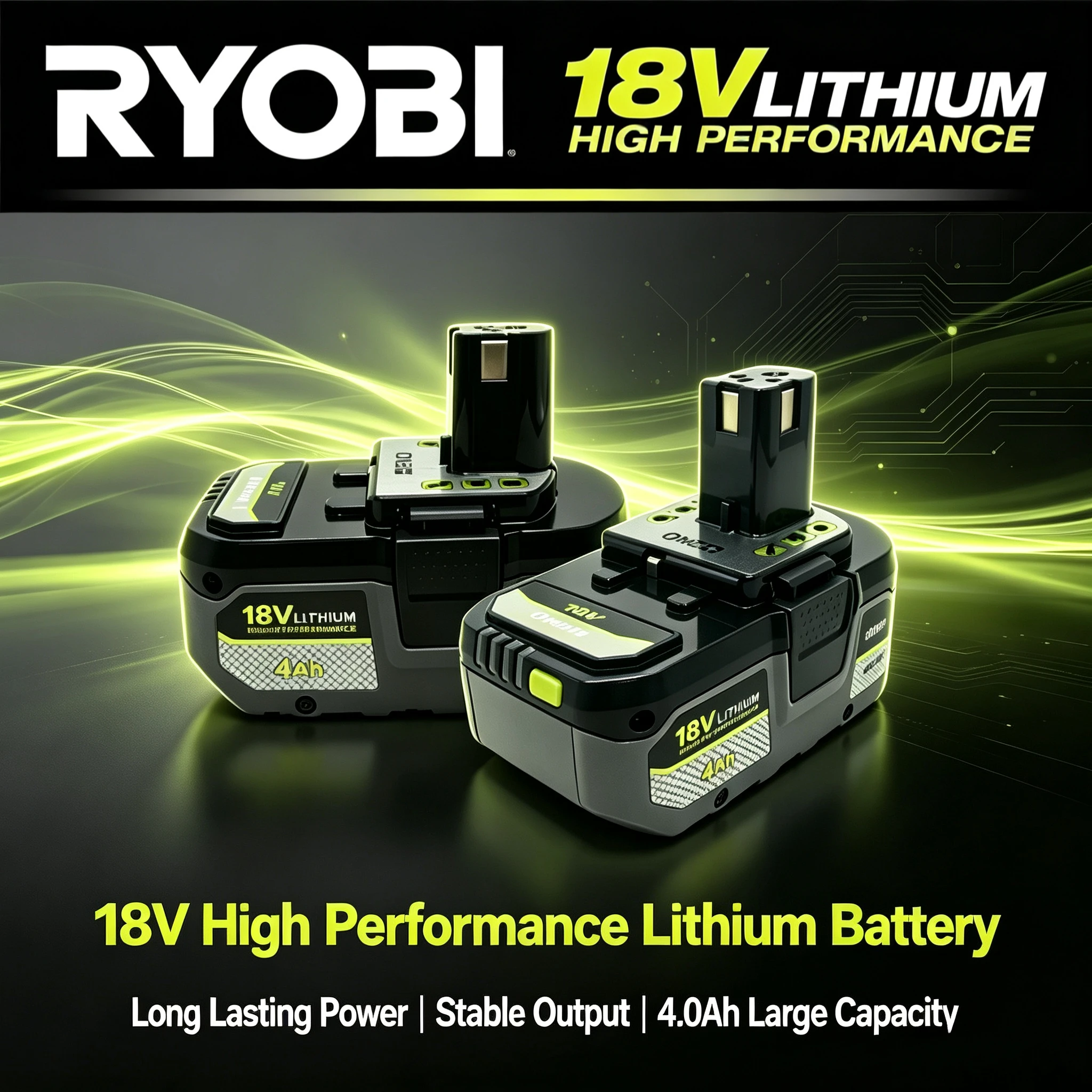 Original RYOBI 18V 8.0Ah recharge battery P105 P108 P109, lower self-discharge rate,fully compatible with all ONE+ series