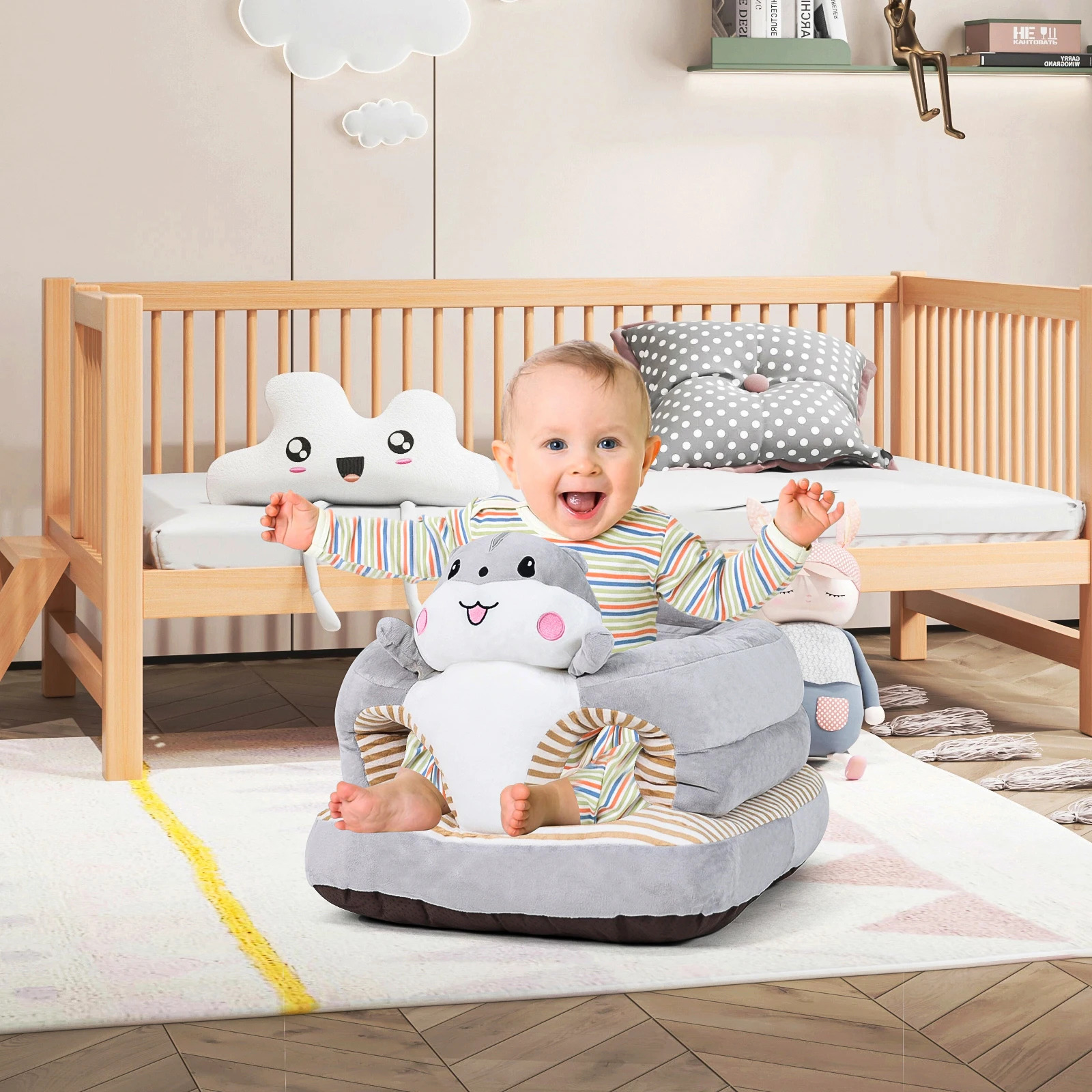 أريكة أطفال بقاعدة حبيبية لا تنزلق بسهولة، خفيفة الوزن، وسهلة الحمل، مما تسمح للأطفال على تعلم هو