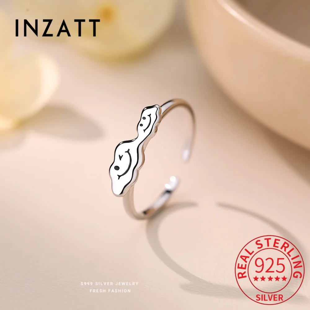 

INZATT из натурального серебра 925 пробы, регулируемое кольцо с облаком для женщин, милые ювелирные изделия, легкие роскошные геометрические аксессуары