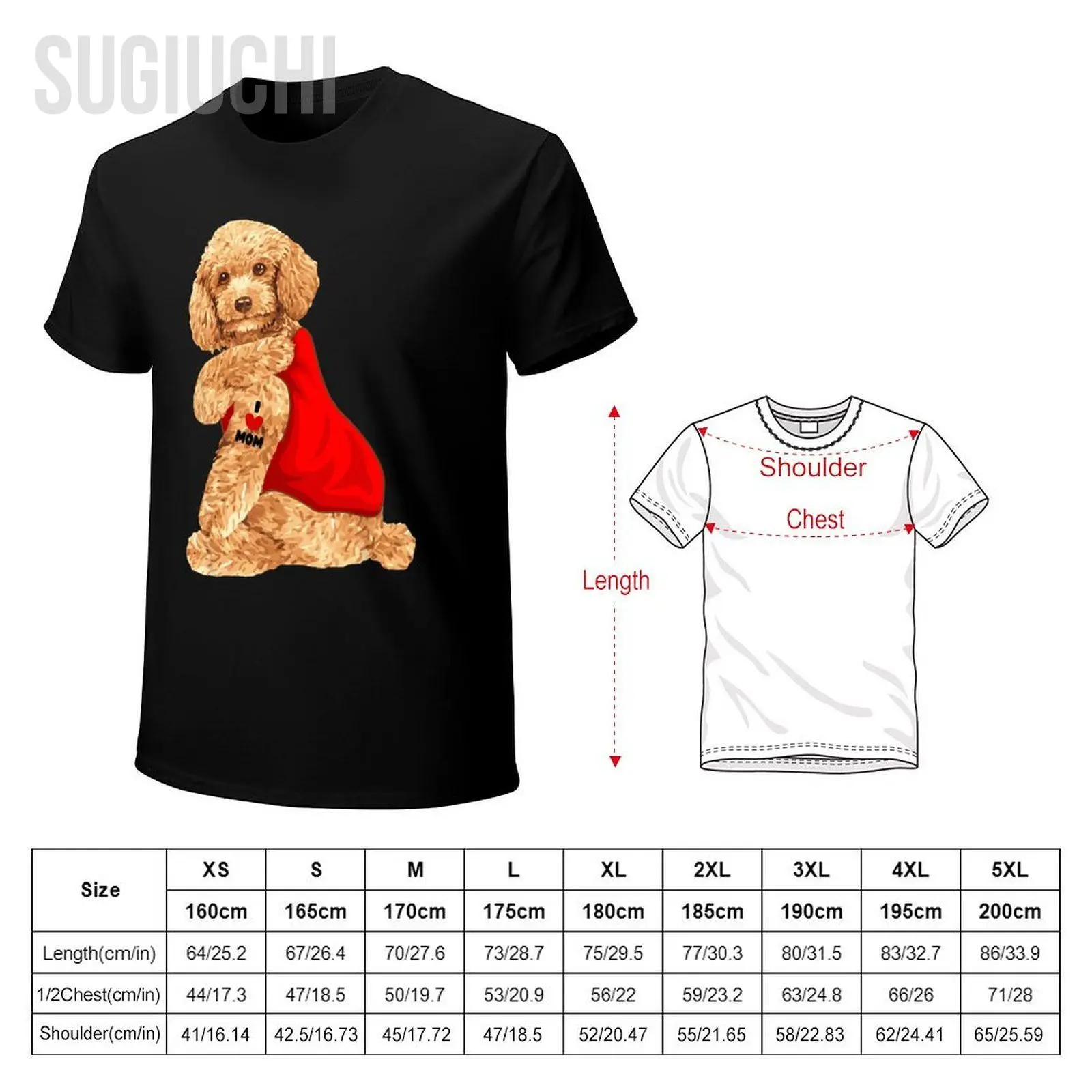 Unisex Men Poodle Dog I Love Mom Tattoo Lover Tshirt Tees T Shirts Women Boys 100% Cotton T-Shirt view 6