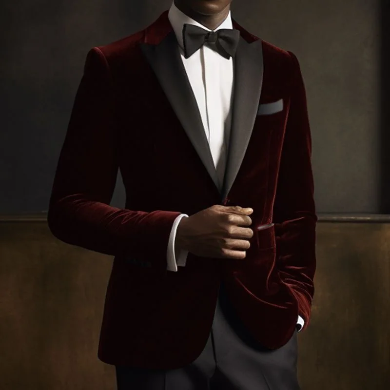 89 Groom wedding suit tuxedo banquet host performance high-end suede suit British slim suit